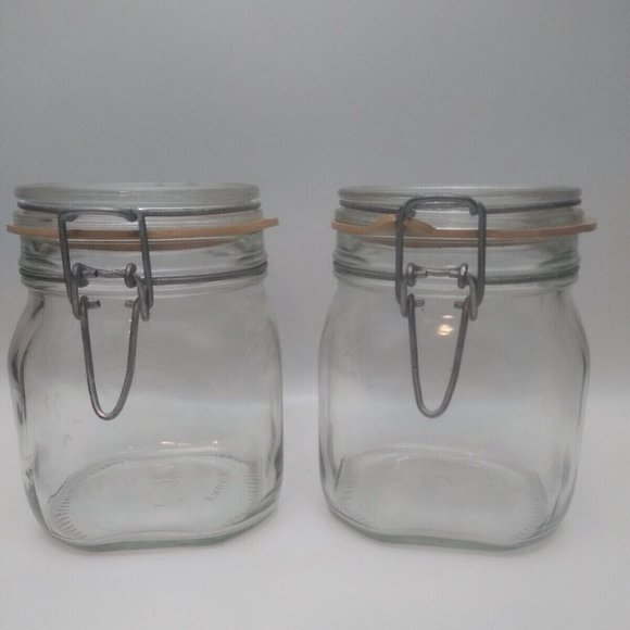 2 x Fido Glass 3/4L Container Jars Bail Wire Lids Italy Canning, Storage, Crafts - Picture 2 of 7